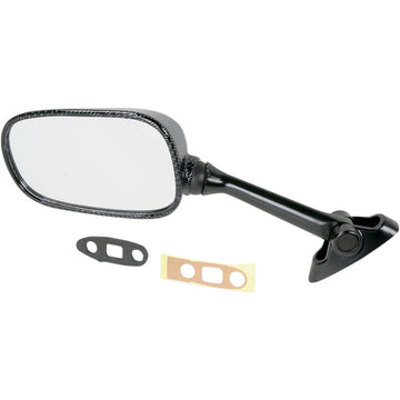 Emgo Mirror - Side View - Black/Carbon Fiber - Rectangle - Left - Suzuki 20-69774