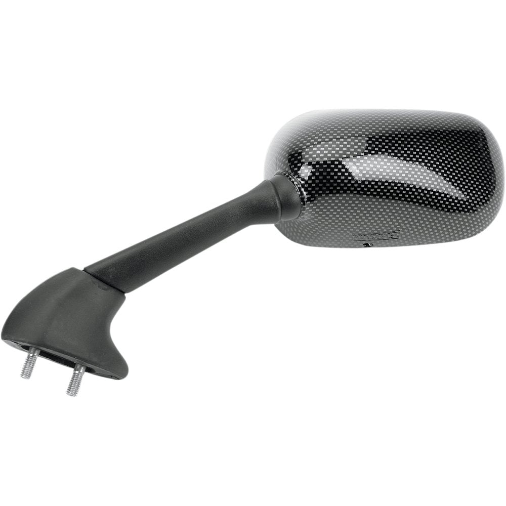 Emgo Mirror - Side View - Black/Carbon Fiber - Rectangle - Left - Yamaha 20-80554