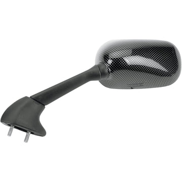 Emgo Mirror - Side View - Black/Carbon Fiber - Rectangle - Left - Yamaha 20-80554