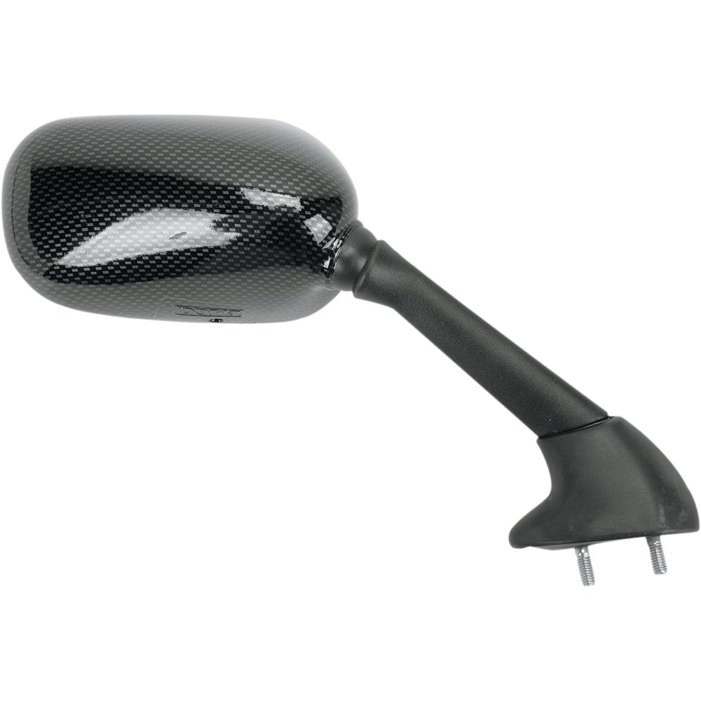 Emgo Mirror - Side View - Black/Carbon Fiber - Rectangle - Right - Yamaha 20-80553