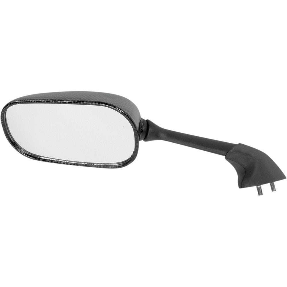 Emgo Mirror - Side View - Black/Carbon Fiber - Rectangle - Left - Yamaha 20-80544
