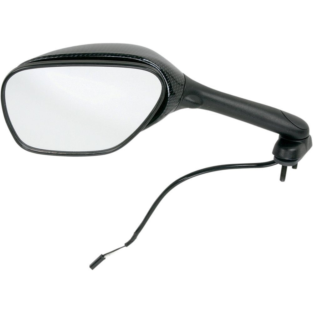 Emgo Mirror - Side View - Lighted - Black/Carbon Fiber - Rectangle - Left - Suzuki 20-69794