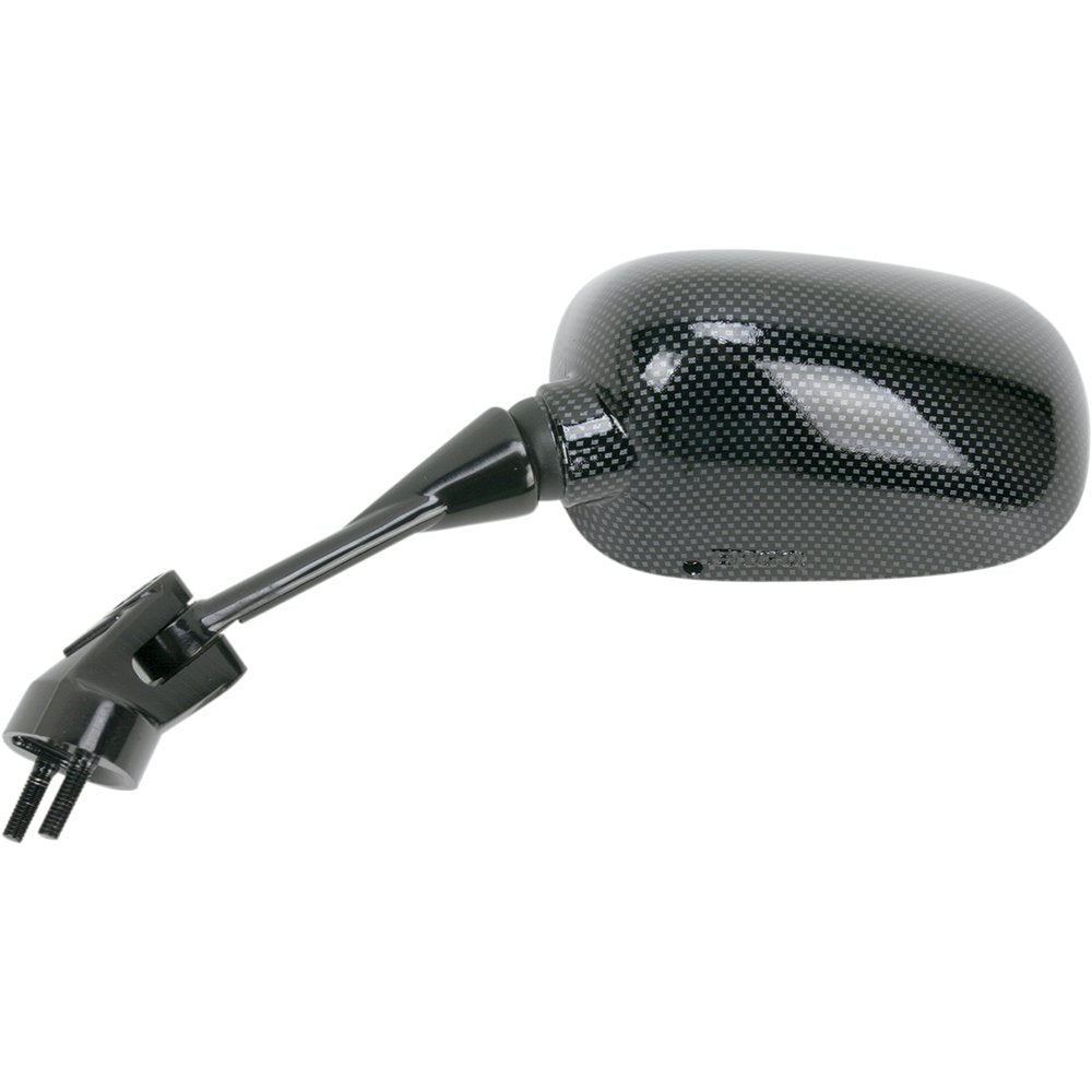 Emgo Mirror - Side View - Black/Carbon Fiber - Rectangle - Left - Kawasaki 20-43014