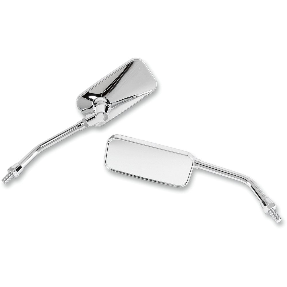 Emgo Mirrors - El Chico - Side View - Rectangle - Chrome - M10x1.25 (Left Hand Thread) - Pair 20-42474