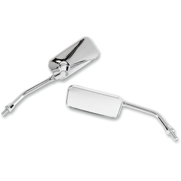 Emgo Mirrors - El Chico - Side View - Rectangle - Chrome - M10x1.25 (Left Hand Thread) - Pair 20-42474
