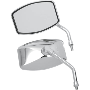 Emgo Mirror - "Big One"/Cruiser - Side View - Rectangle - M10 x 1.25 - Chrome - Pair 20-42460