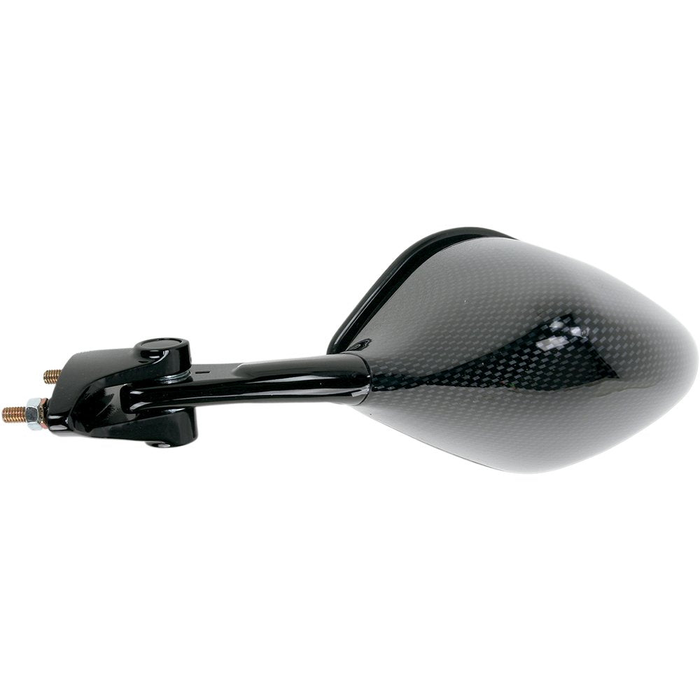 Emgo Mirror - Side View - Black/Carbon Fiber - Rectangle - Left - Kawasaki 20-43054