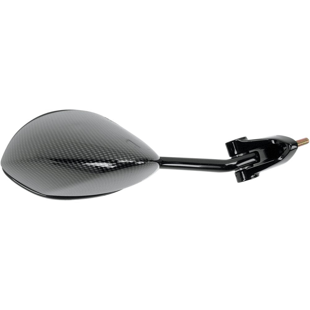 Emgo Mirror - Side View - Black/Carbon Fiber - Rectangle - Left - Kawasaki 20-43064