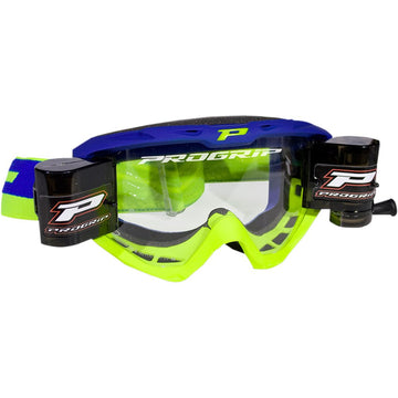 Pro Grip 3450 Goggle - Riot - Roll-Off - Electric Blue/Yellow Fluo - Clear Lens PZ3450ROBEGF