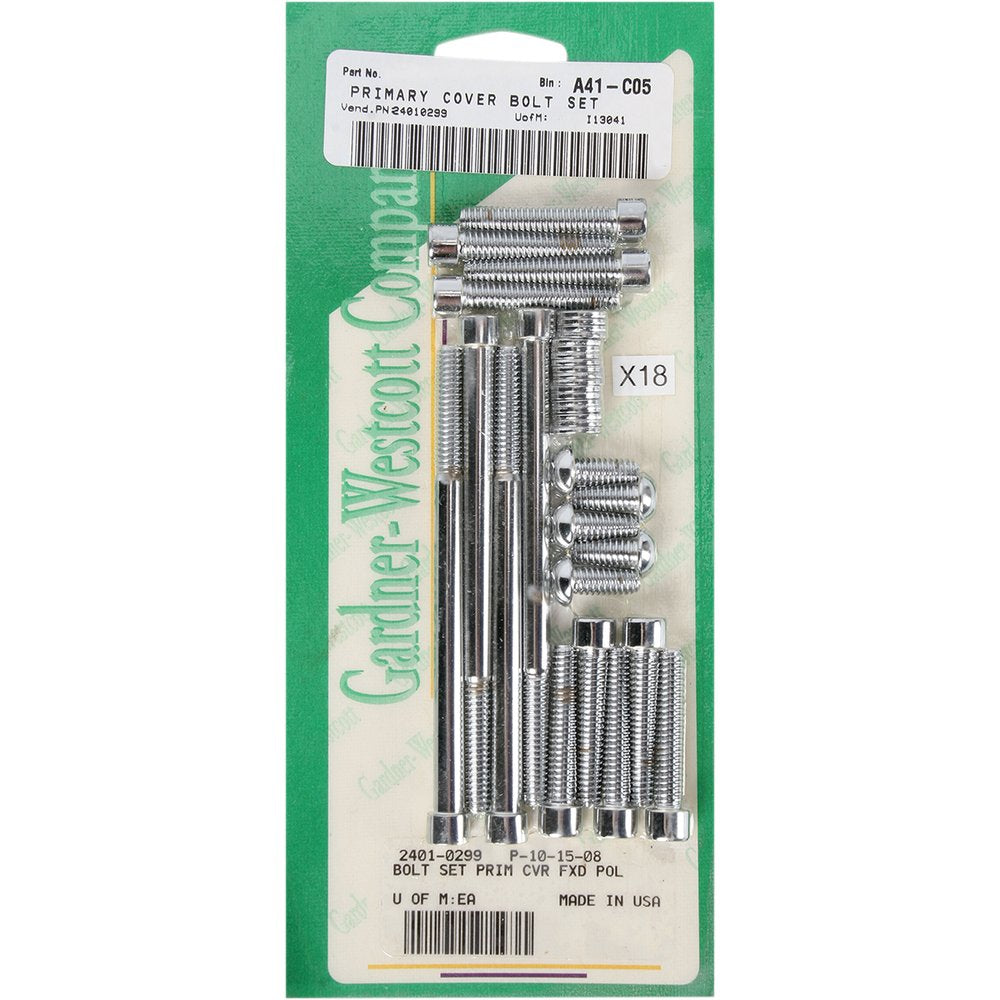 Gardner-Westcott Bolt Kit - Primary/Derby Cover - Socket-Head - Chrome P-10-15-08