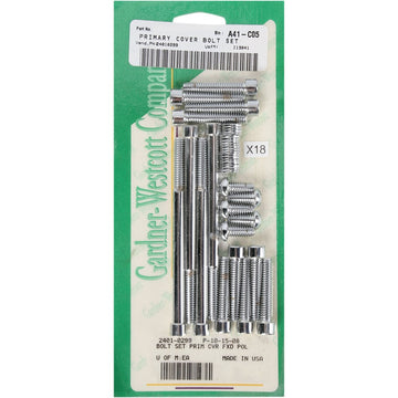 Gardner-Westcott Bolt Kit - Primary/Derby Cover - Socket-Head - Chrome P-10-15-08