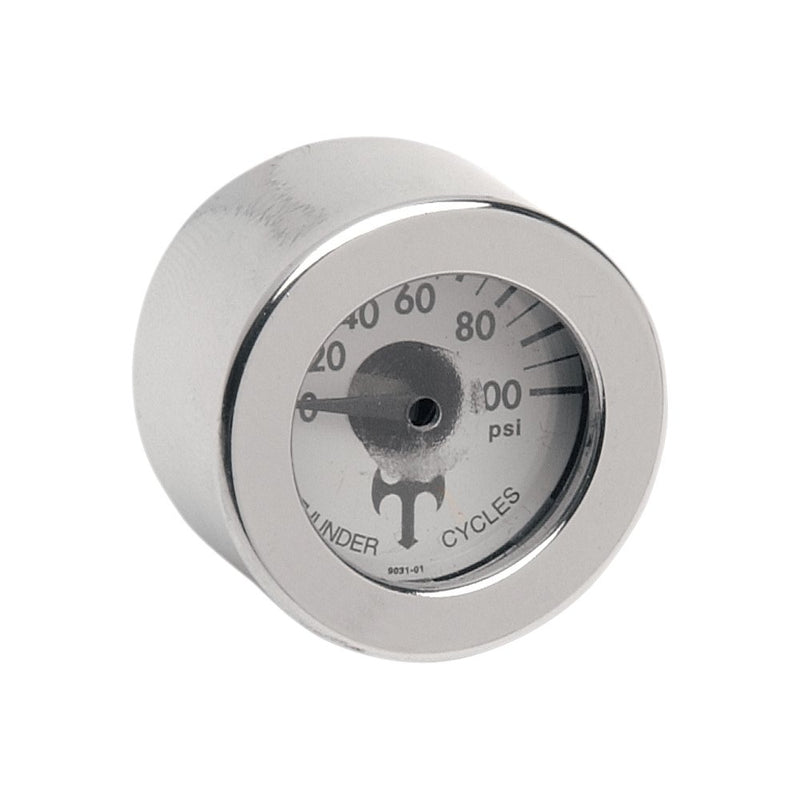Eddie Trotta Designs Mini Oil Pressure Gauge and Cover - Polished - White Face - 3/16" W x 9/16" D TC-001