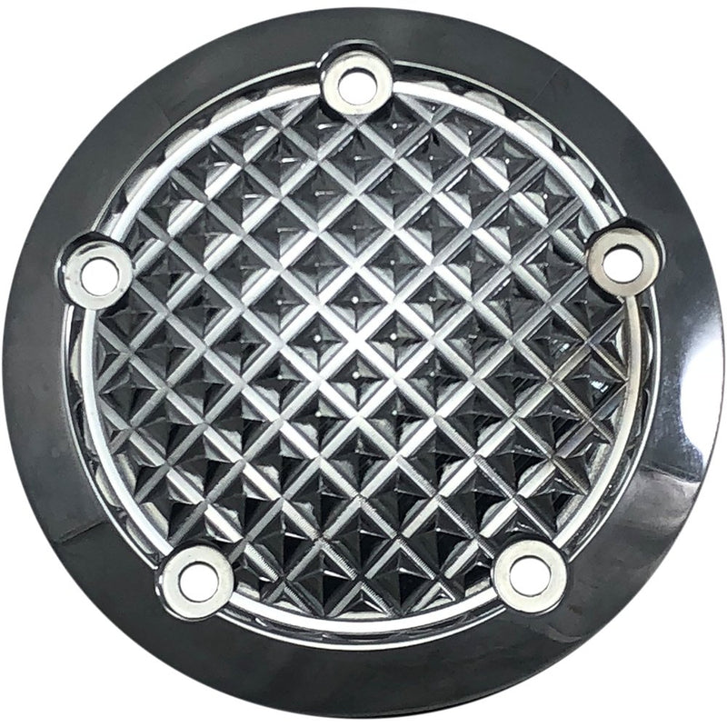 Eddie Trotta Designs Timer Cover - Cross Cut - 5 Hole - Chrome - Twin Cam TC-555