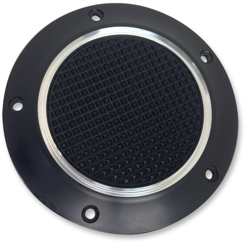 Eddie Trotta Designs Timer Cover - Cross Cut - 5 Hole - Black Anodized - Twin Cam TC-555B