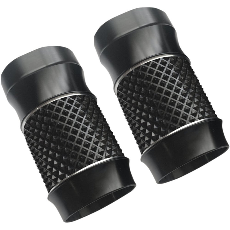 Eddie Trotta Designs Fork Slider Covers - Black Anodized - Cross-Cut TC-962B