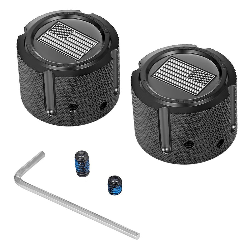 Figurati Designs Axle Nut Cover - Front - Stainless Steel - American Flag - Contrast Cut - Reversed - Black FD26R-FAC-BK