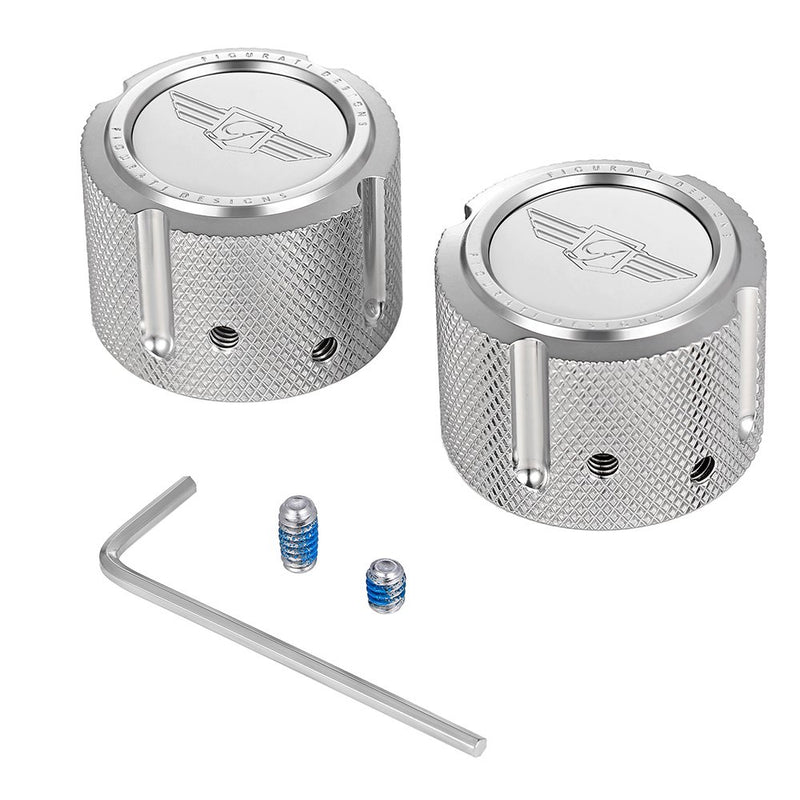 Figurati Designs Axle Nut Cover - Front - Stainless Steel - Figurati Designs Logo - Silver FD01-FAC-SS