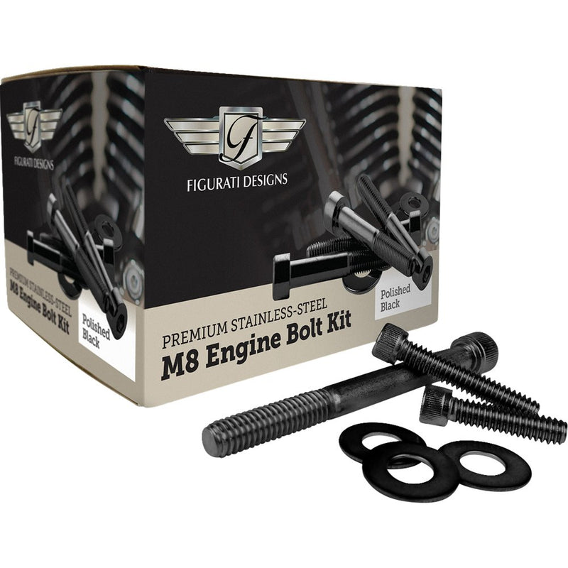 Figurati Designs Engine Bolt Kit - Black - Stainless Steel - M8 FD100-M8 BOLT-BLK