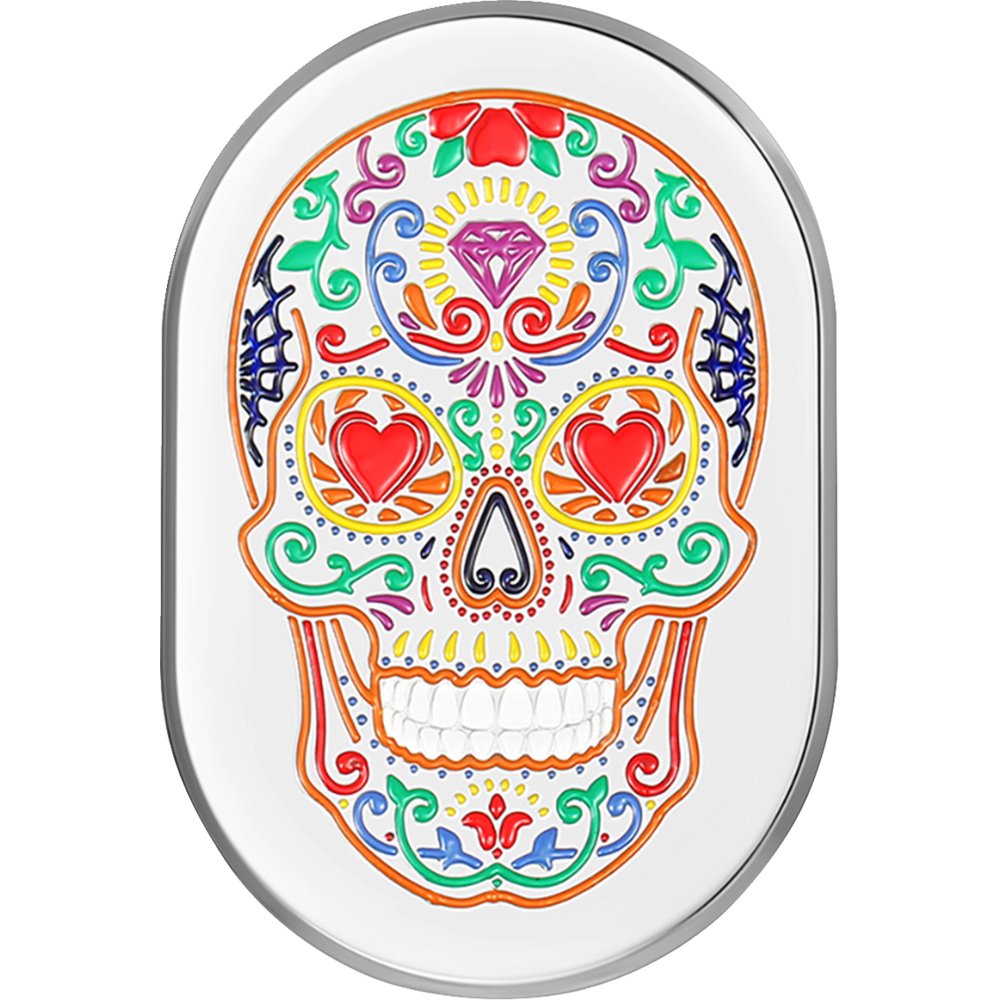 Figurati Designs Antenna Cover - Right Rear Fender - Sugar Skull - Chrome FD30-AC-SS-RT
