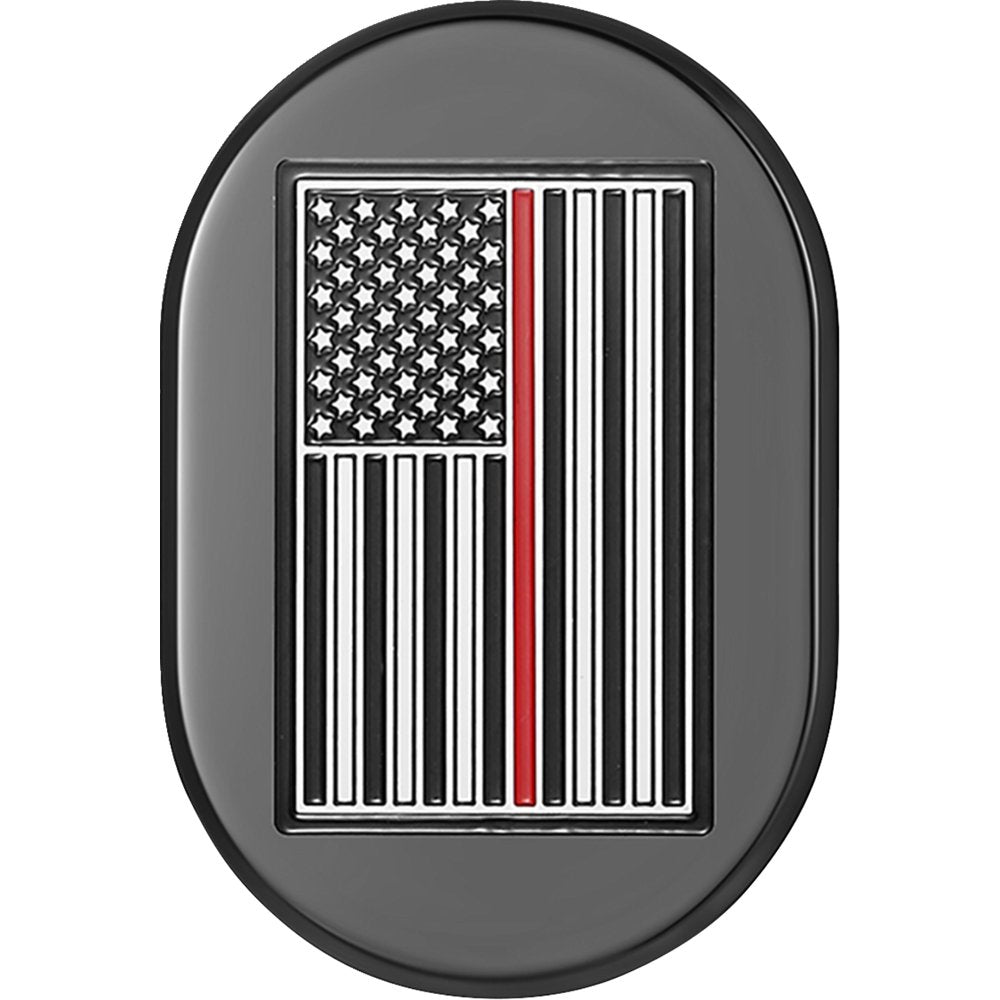 Figurati Designs Antenna Cover - Left Rear Fender - Red Line American Flag - Black FD75-AC-BLK-LT