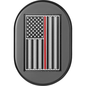 Figurati Designs Antenna Cover - Left Rear Fender - Red Line American Flag - Black FD75-AC-BLK-LT