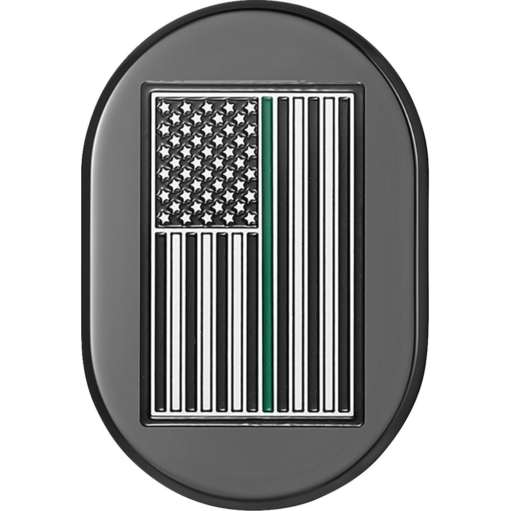 Figurati Designs Antenna Cover - Right Rear Fender - Green Line American Flag - Black FD72-AC-BLK-RT