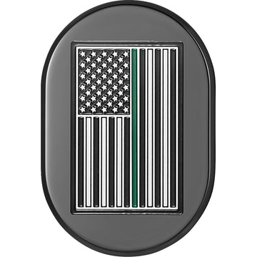 Figurati Designs Antenna Cover - Right Rear Fender - Green Line American Flag - Black FD72-AC-BLK-RT