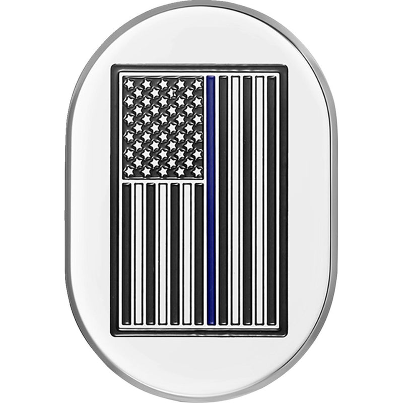 Figurati Designs Antenna Cover - Left Rear Fender - Blue Line American Flag - Chrome FD70-AC-SS-LT