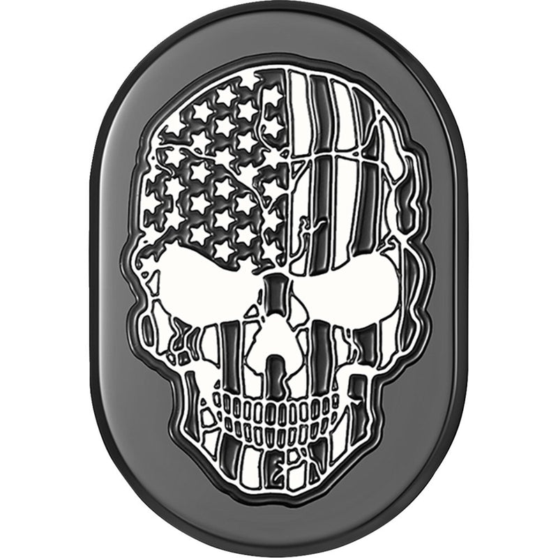 Figurati Designs Antenna Cover - Right Rear Fender - Contrast Cut American Flag Skull - Black FD28-AC-BLK-RT