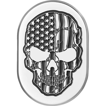 Figurati Designs Antenna Cover - Right Rear Fender - Contrast Cut American Flag Skull - Chrome FD27-AC-SS-RT