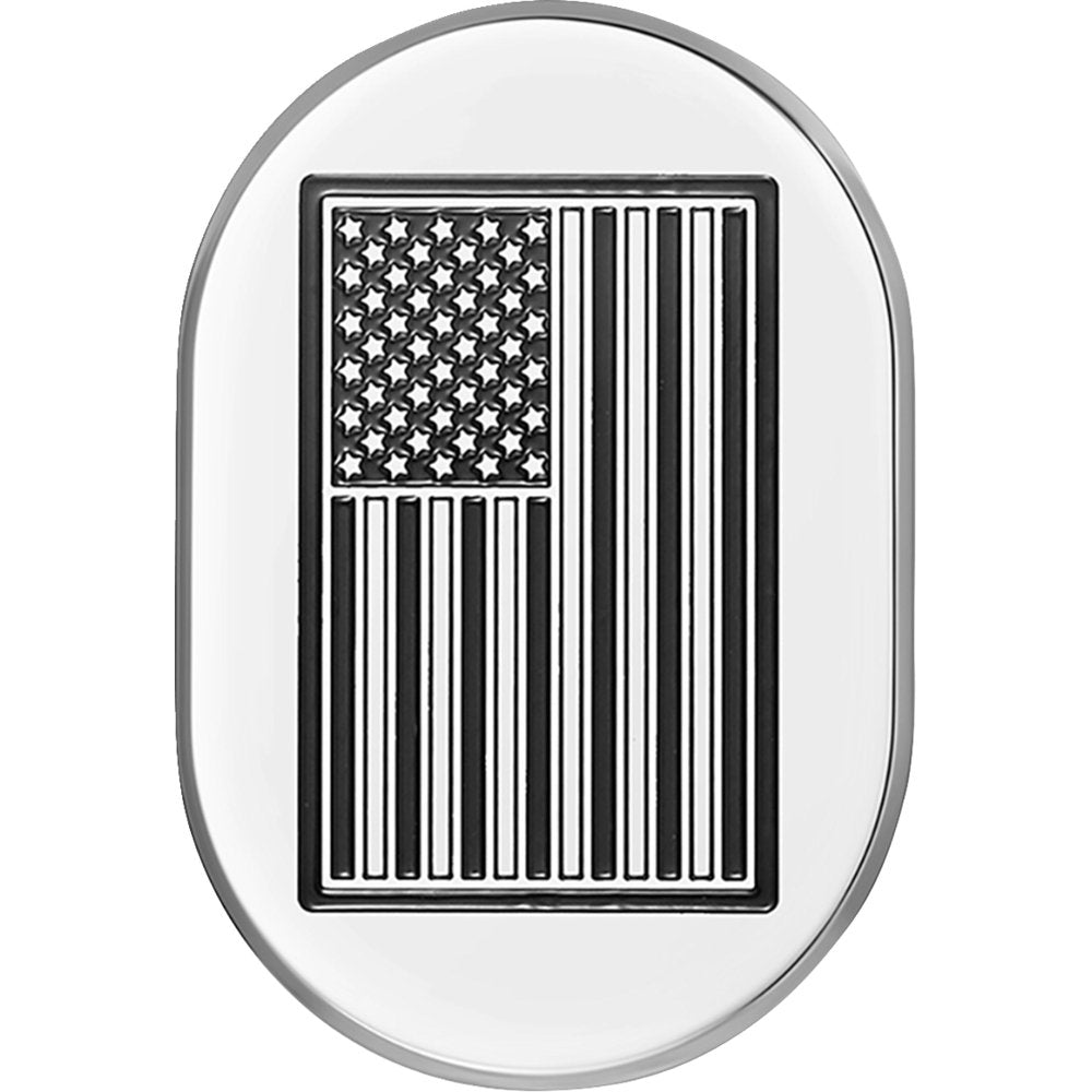 Figurati Designs Antenna Cover - Left Rear Fender - Contrast Cut American Flag - Chrome FD26-AC-SS-LT