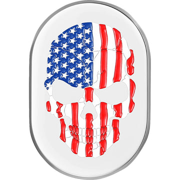 Figurati Designs Antenna Cover - Right Rear Fender - American Flag Skull - Chrome FD24-AC-SS-RT
