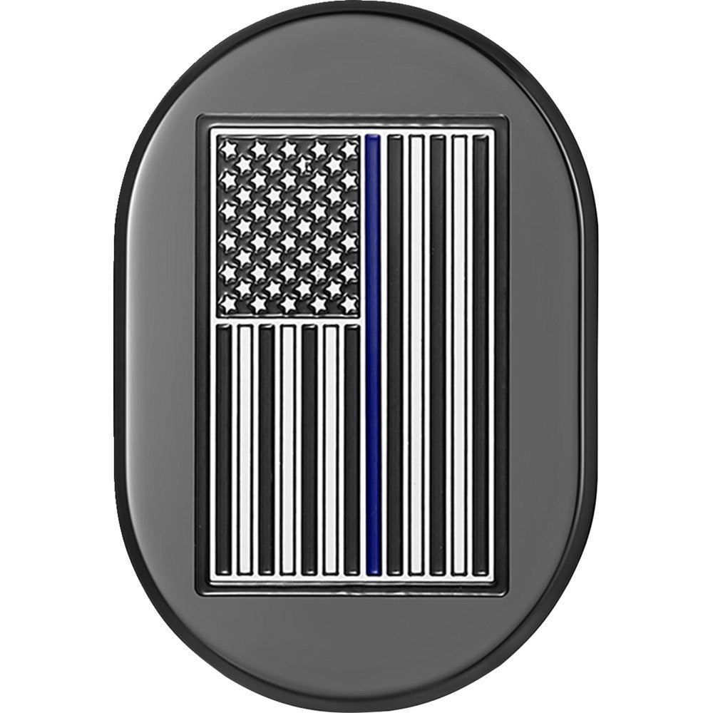 Figurati Designs Antenna Cover - Right Rear Fender - Blue Line American Flag - Black FD71-AC-BLK-RT
