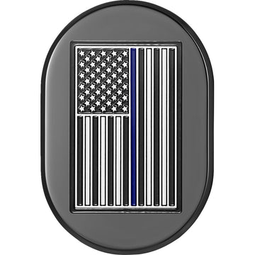 Figurati Designs Antenna Cover - Right Rear Fender - Blue Line American Flag - Black FD71-AC-BLK-RT