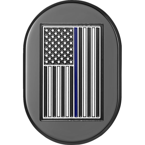 Figurati Designs Antenna Cover - Right Rear Fender - Blue Line American Flag - Black FD71-AC-BLK-RT