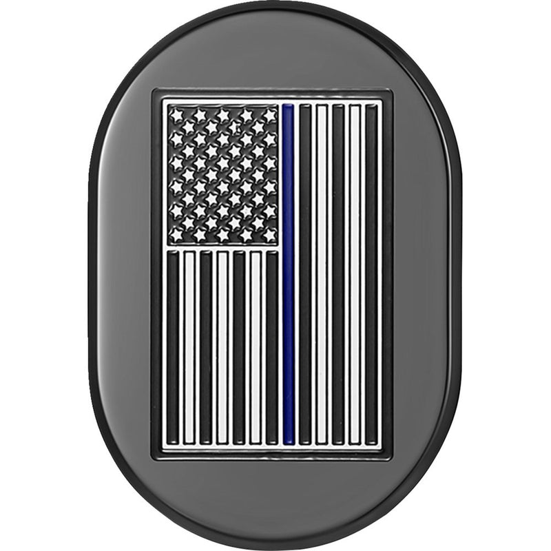 Figurati Designs Antenna Cover - Right Rear Fender - Blue Line American Flag - Black FD71-AC-BLK-RT