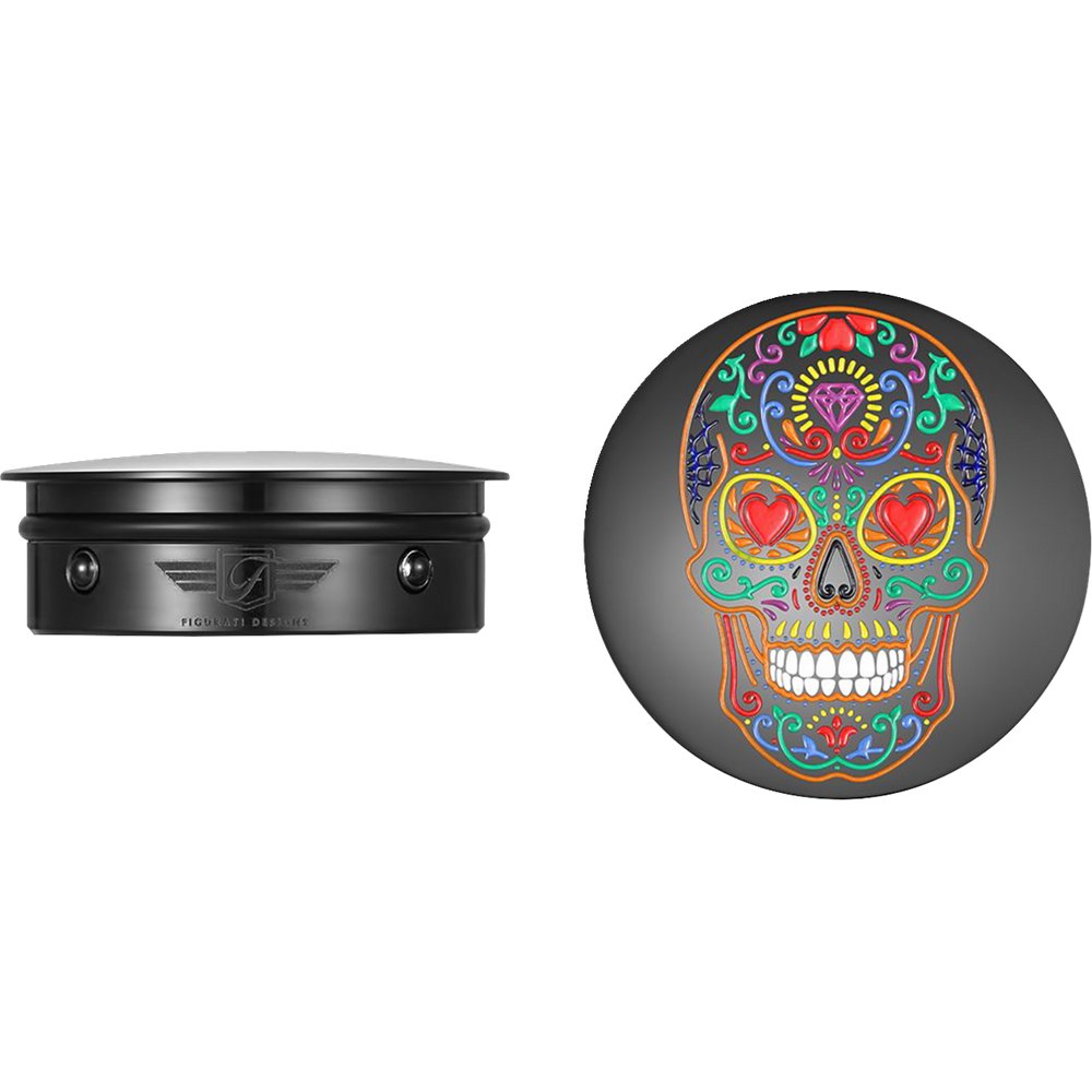 Figurati Designs Swing Arm Covers - Sugar Skull - Black FD30-SAC-BLK