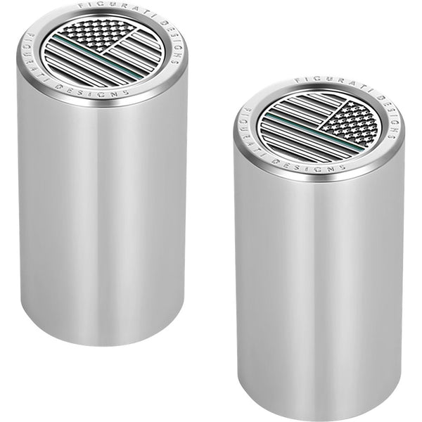 Figurati Designs Docking Covers - American Flag - Green Line - Long - Silver FD72-DC-2545-SS