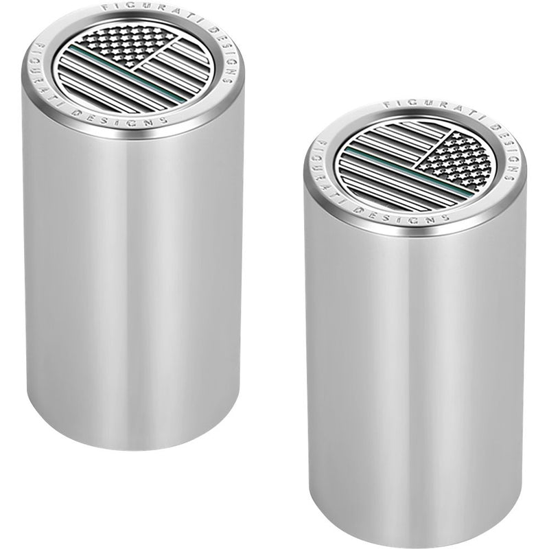 Figurati Designs Docking Covers - American Flag - Green Line - Long - Silver FD72-DC-2545-SS