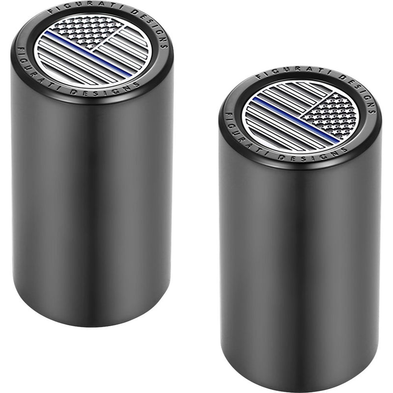 Figurati Designs Docking Covers - American Flag - Blue Line - Long - Black FD71-DC-2545-BK