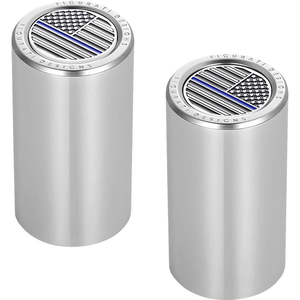 Figurati Designs Docking Covers - American Flag - Blue Line - Long - Silver FD70-DC-2545-SS