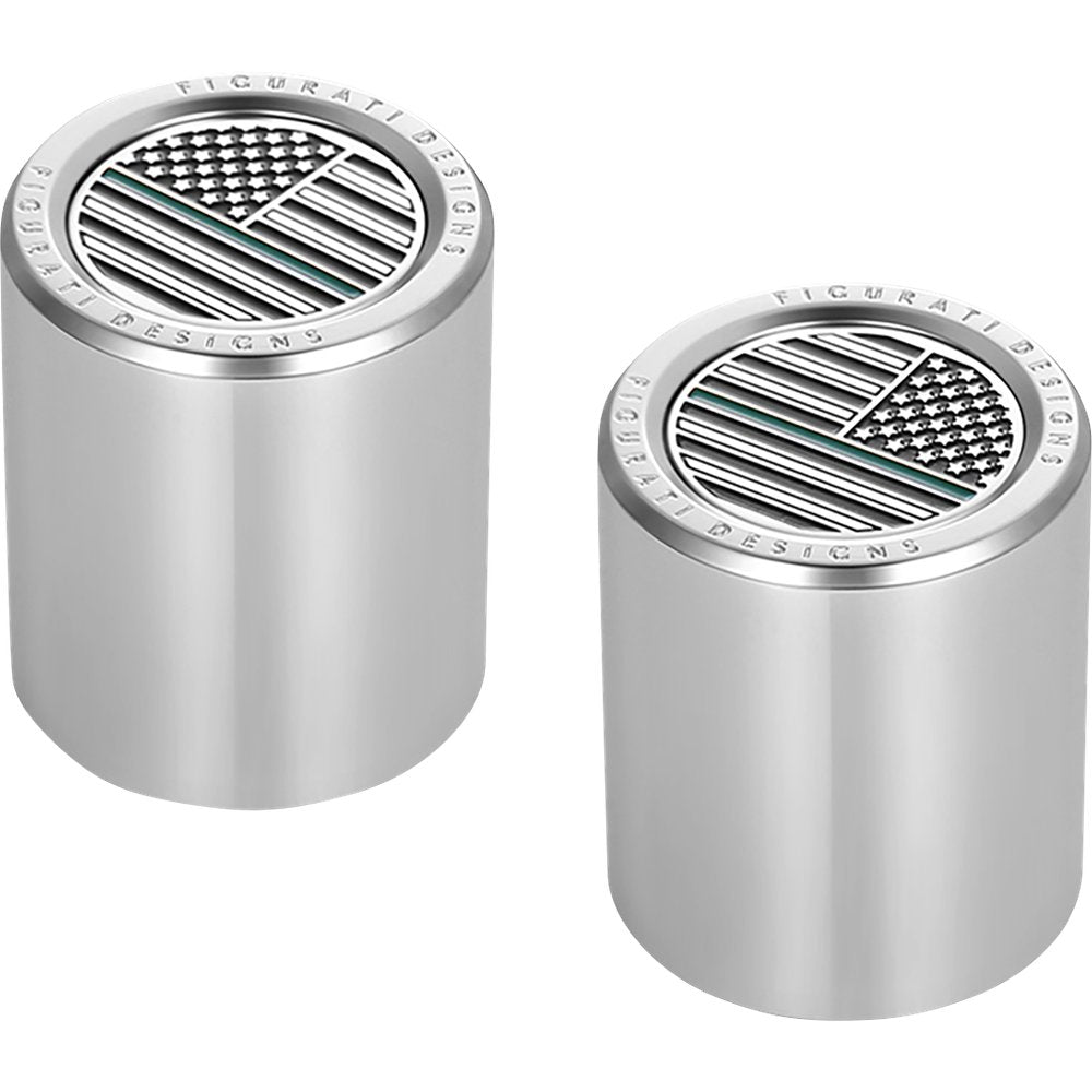 Figurati Designs Docking Covers - American Flag - Green Line - Short - Silver FD72-DC-2530-SS