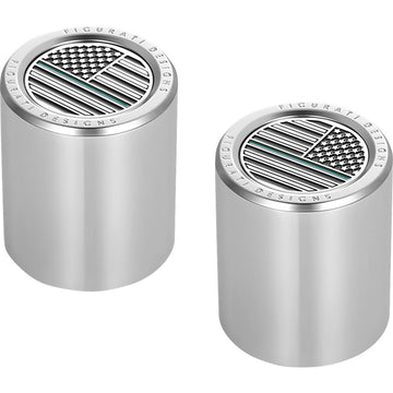 Figurati Designs Docking Covers - American Flag - Green Line - Short - Silver FD72-DC-2530-SS