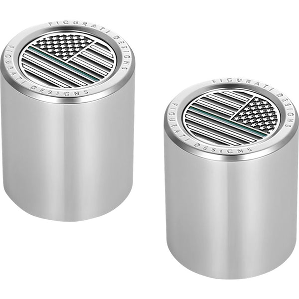 Figurati Designs Docking Covers - American Flag - Green Line - Short - Silver FD72-DC-2530-SS