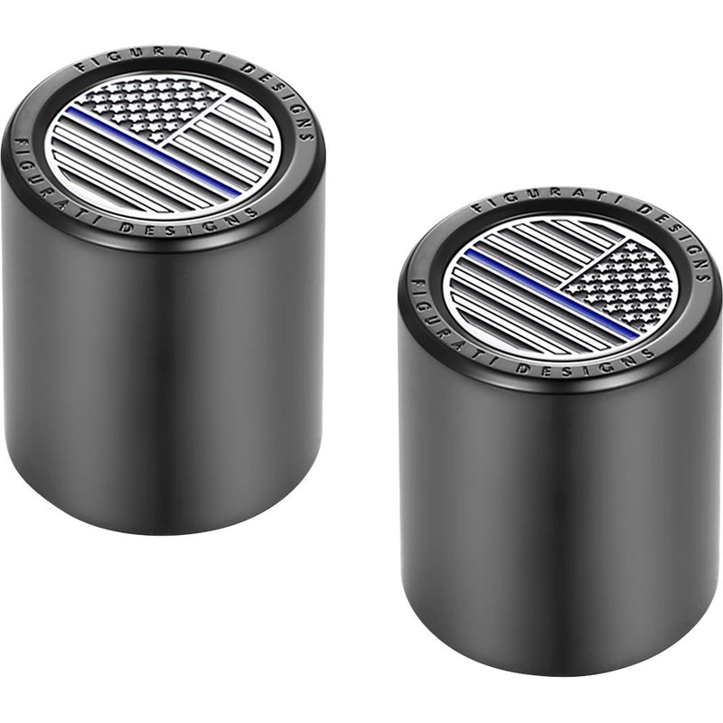 Figurati Designs Docking Covers - American Flag - Blue Line - Short - Black FD71-DC-2530-BK