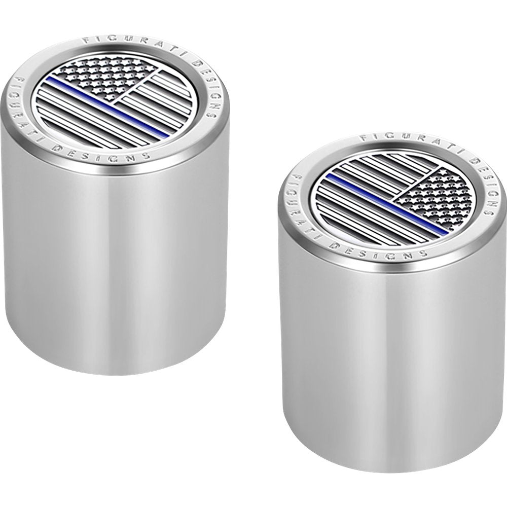 Figurati Designs Docking Covers - American Flag - Blue Line - Short - Silver FD70-DC-2530-SS