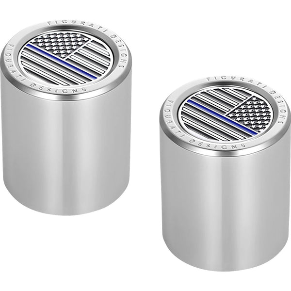 Figurati Designs Docking Covers - American Flag - Blue Line - Short - Silver FD70-DC-2530-SS