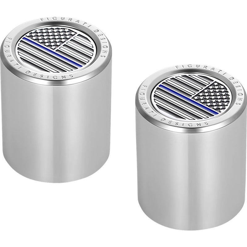 Figurati Designs Docking Covers - American Flag - Blue Line - Short - Silver FD70-DC-2530-SS