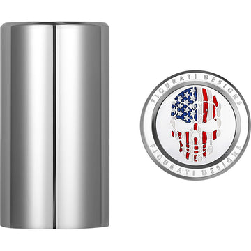 Figurati Designs Docking Covers - Red/White/Blue American Flag Skull - Long - Silver FD24-DC-2545-SS