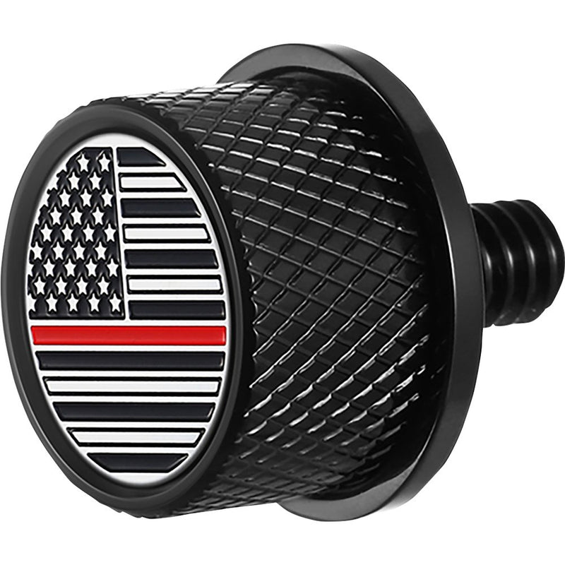 Figurati Designs Seat Mounting Knob - Black - Red Line American Flag FD73-SEAT KN-BK